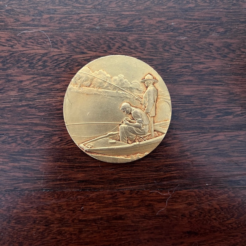 Gontaux Vintage Authentic Signed French Collectible Fishing Medal